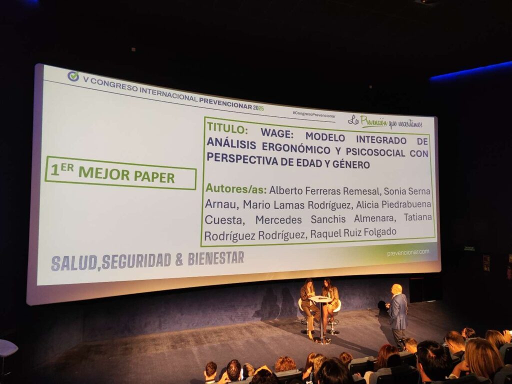Ergo/IBV y su proyecto WAge reciben el premio a mejor paper en el V Congreso Internacional Prevencionar